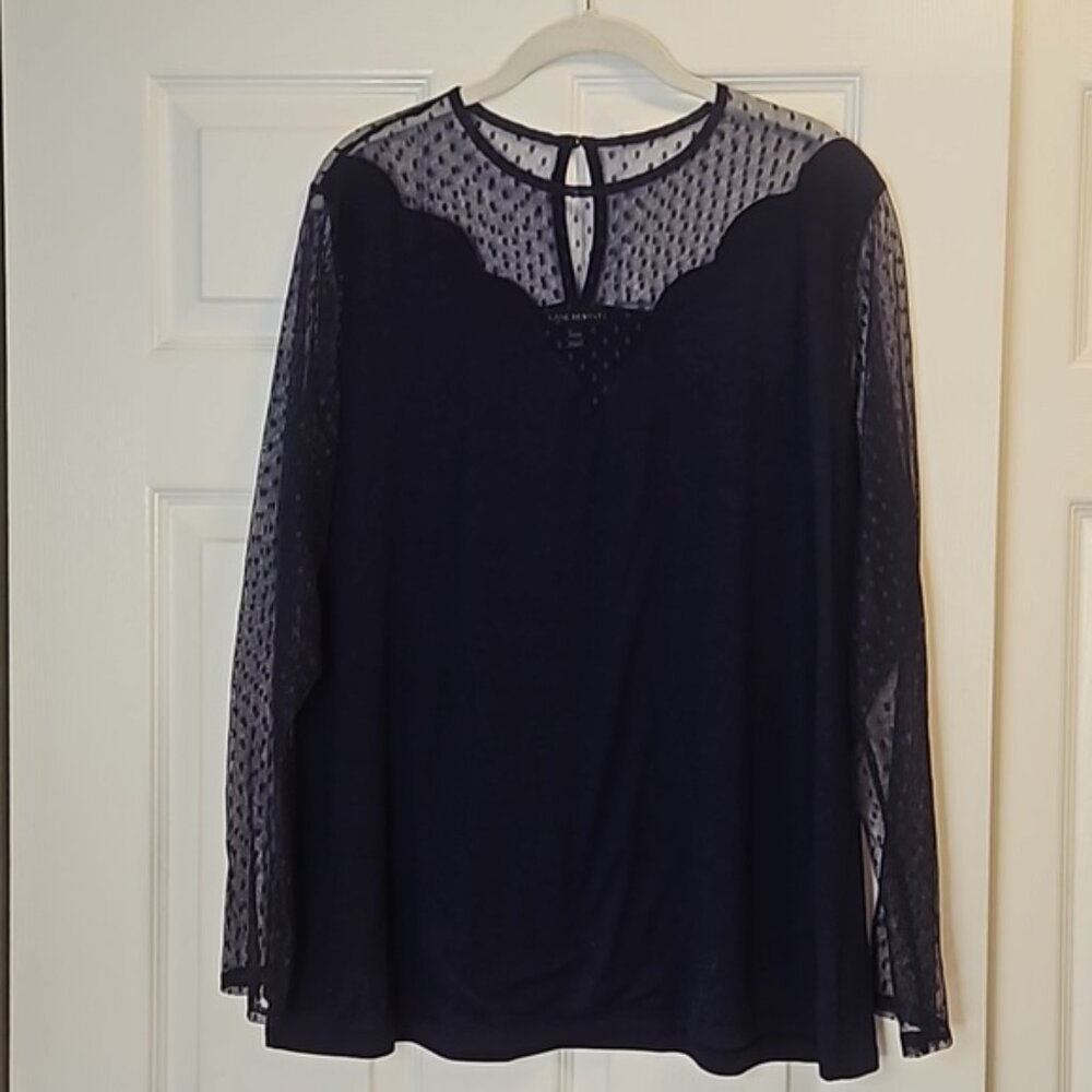 Lane Bryant Swiss Dot Lace Top.